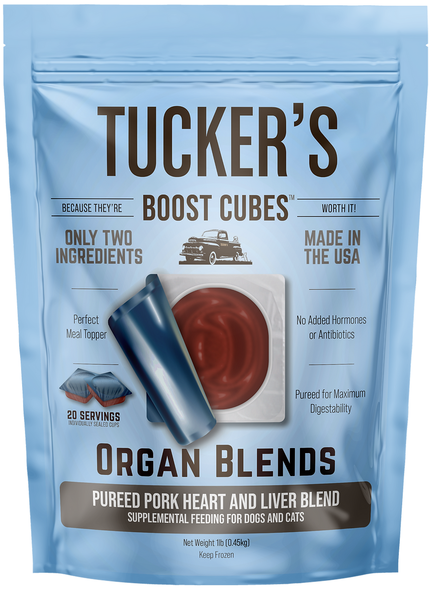 TUCKERS FROZEN BOOST-Cube PORK HEART LIVER 1 LB.