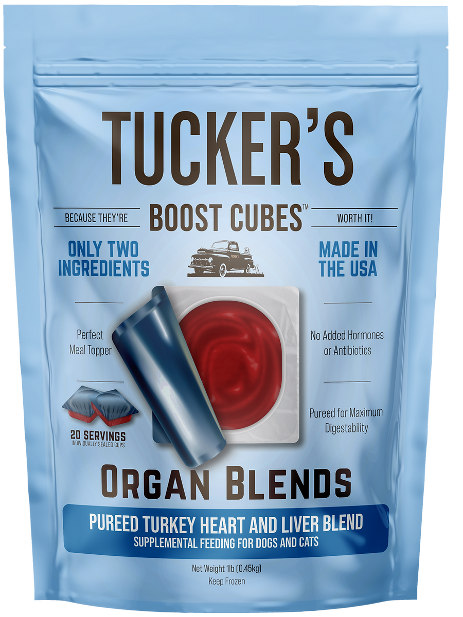 TUCKERS FROZEN BOOST-Cube TURKEY HEART LIVER 1 LB.