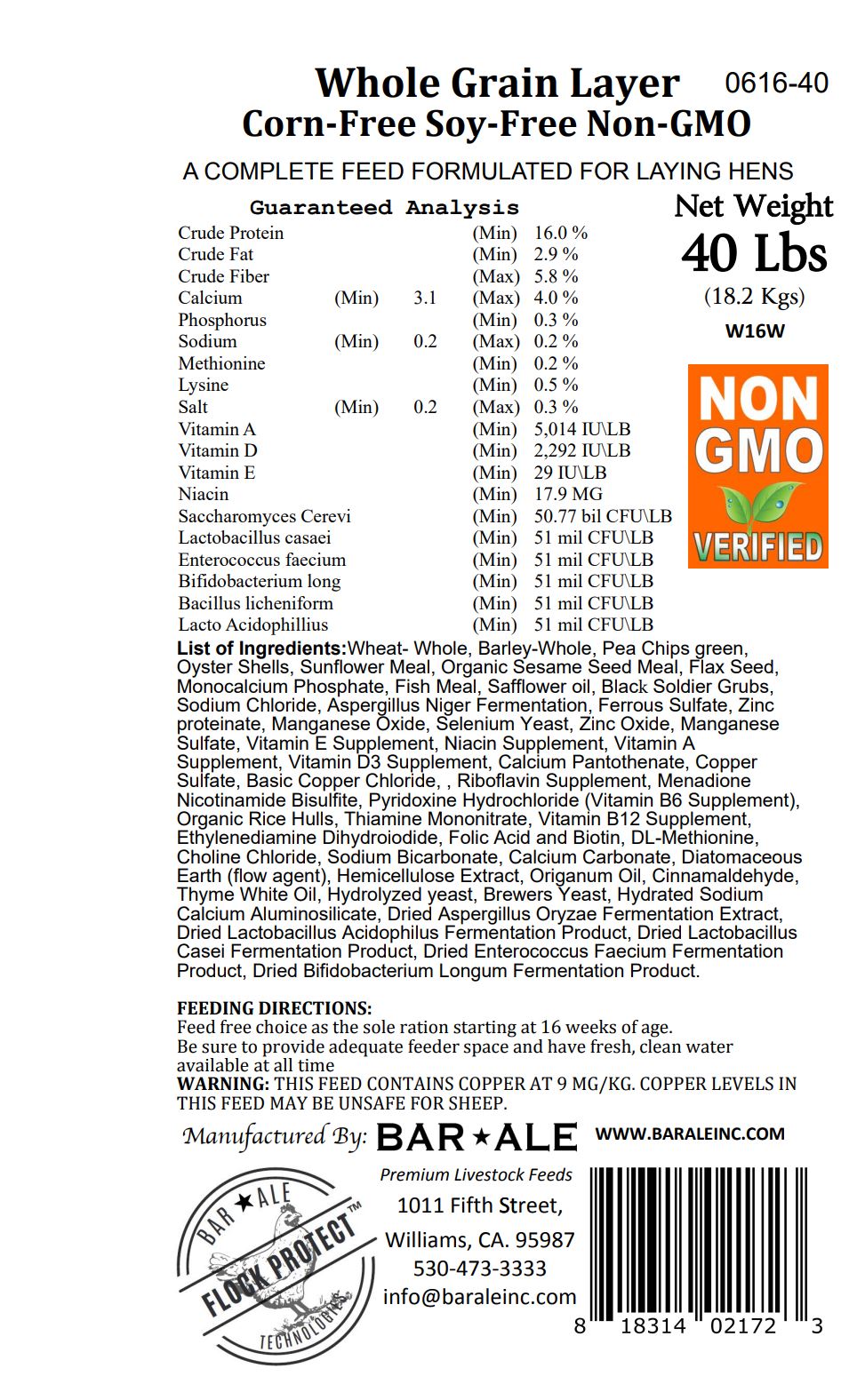 NONGMO WHOLE GRAIN LAYER 40